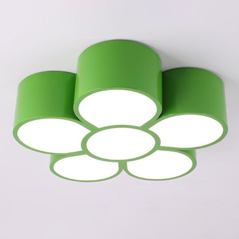 Floral Kindergarten Flush Light Acrylique Minimaliste LED Flush Ceiling Light Fixture
