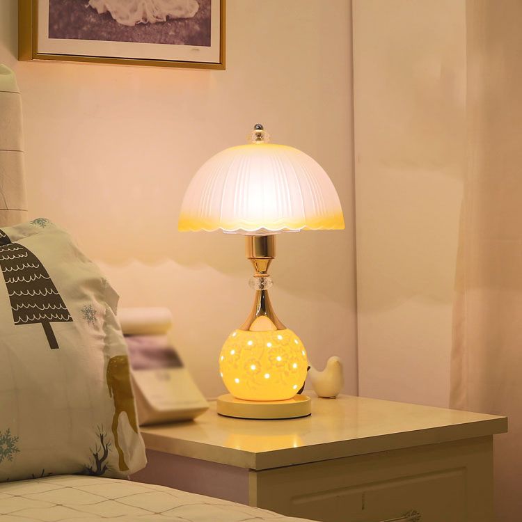 1 Light Dome Night Table Lamps Modern Style Glass Table Lamp