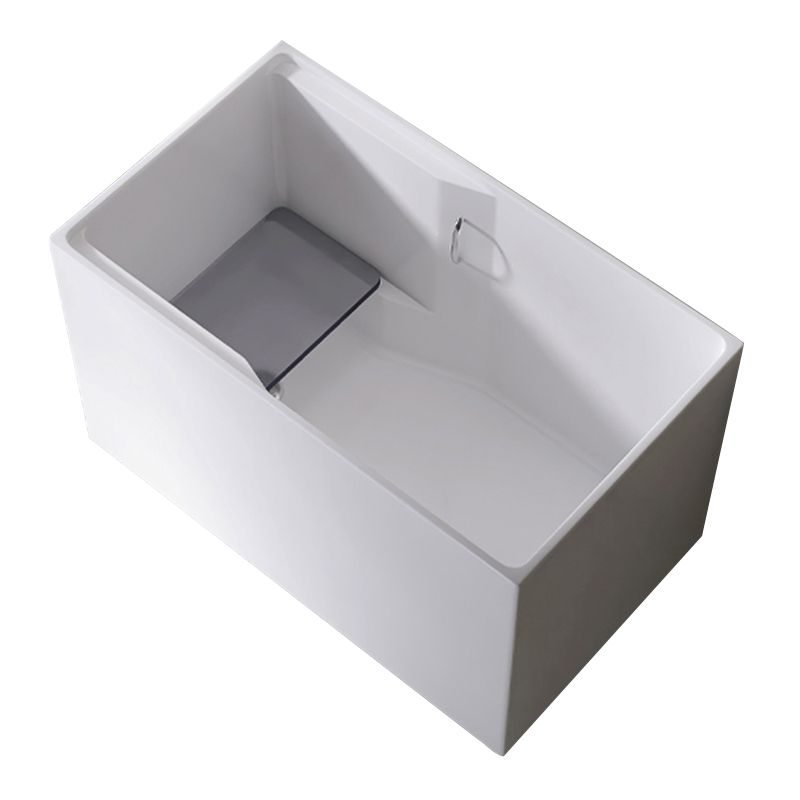 Modern Rectangular White Bathtub Acrylic Back to Wall with Drain Bath Tub