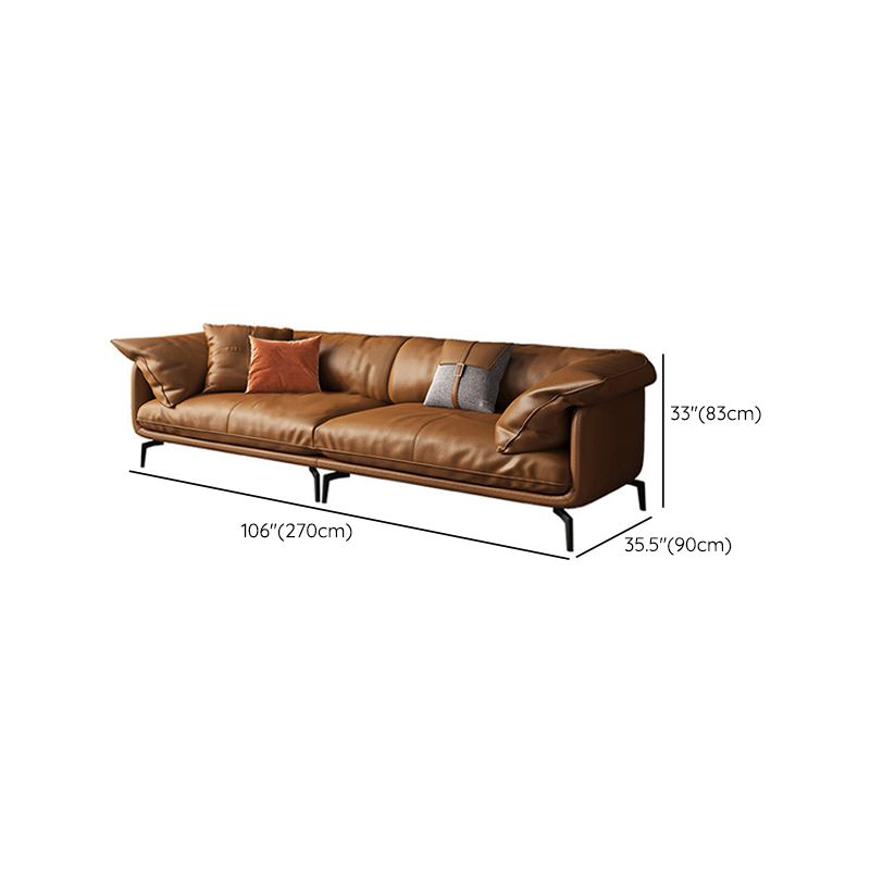 Modern Genuine Leather Living Room Cushions Pillow Top Arm Settee