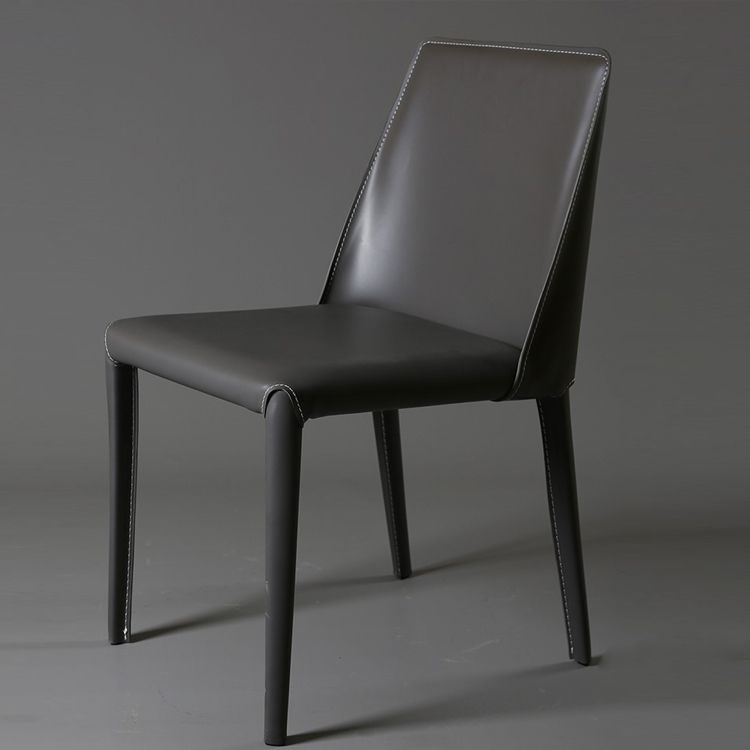 Silla sin brazos de comedor de cuero moderno, sillas de comedor de metal para uso doméstico