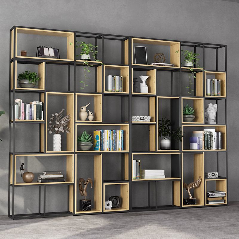 Natural Metal Etagere Shelf Bookcase Shelves Included Open Bookshelf for Study Room