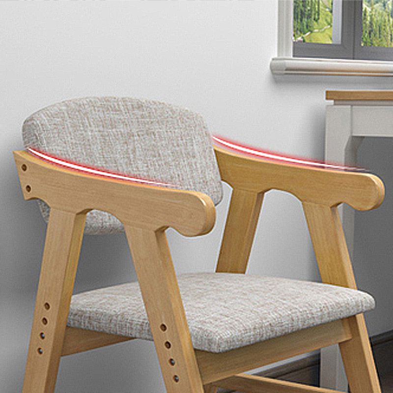 Sillón de comedor con respaldo abierto, brazo tapizado, silla de comedor individual con patas de madera
