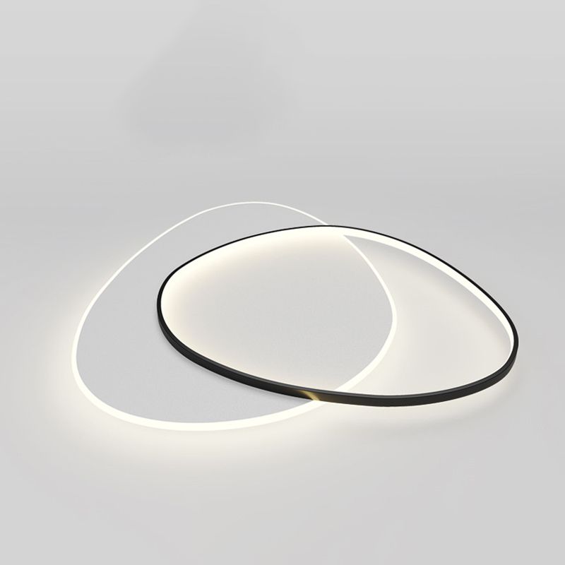 Plafonnier LED en aluminium dans un style créatif moderne, Noir et blanc acrylique oblong encastré