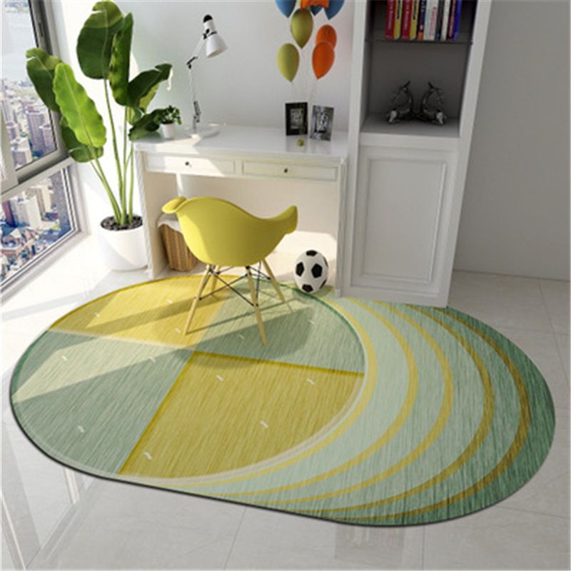 Geometric Shaped Color Block Rug Multi-Color Nordic Carpet Polypropylene Stain Resistant Pet Friendly Non-Slip Rug for Study Room