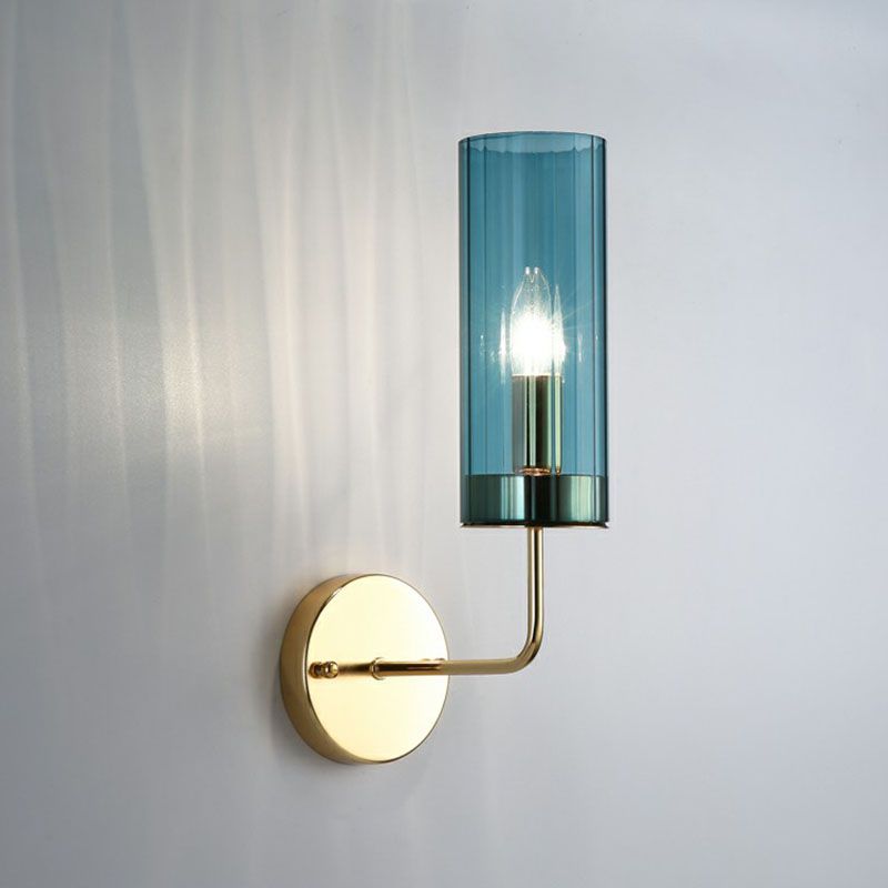 Glazen buis wand gemonteerd lamp postmodernisme 1 lamp koperen afwerking sconce lamp armatuur