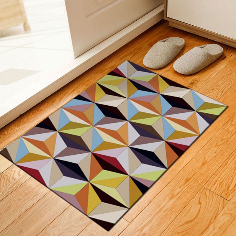 Unusual Geometric Patterned Rug Multi Color Moroccan Style Rug Polyester Anti-Slip Backing Machine Washable Stain Resistant Carpet for Home