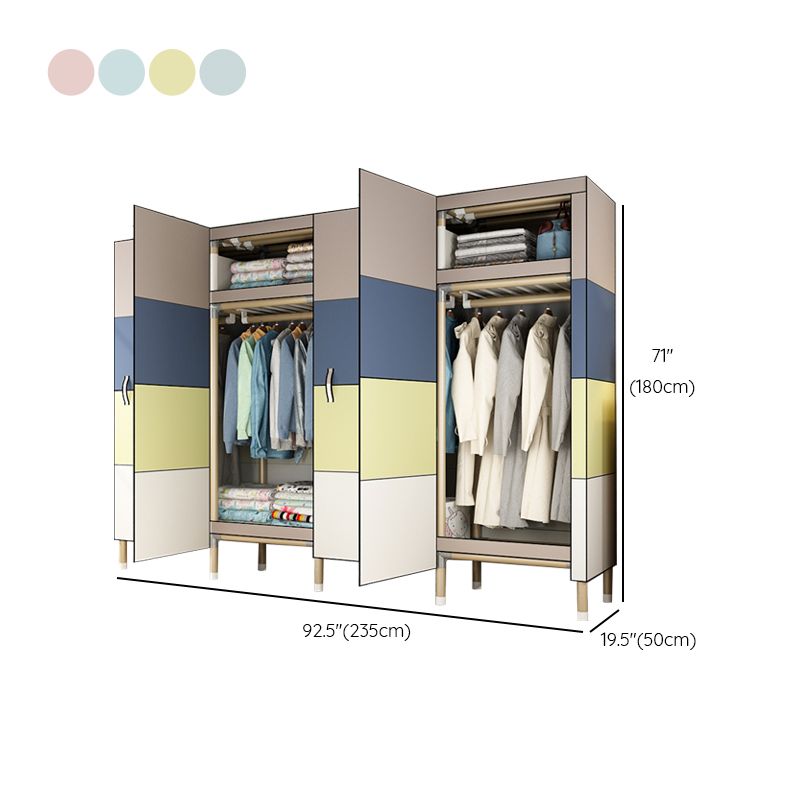 Modern Style Metal Frame Wardrobe Foldable Wardrobe with Garment Rod