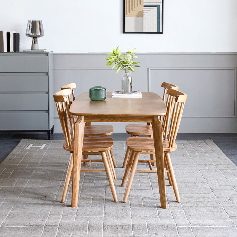 Modern Ash Wood Kitchen Table for Restaurant Rectangle Dining Table with 4 Legs