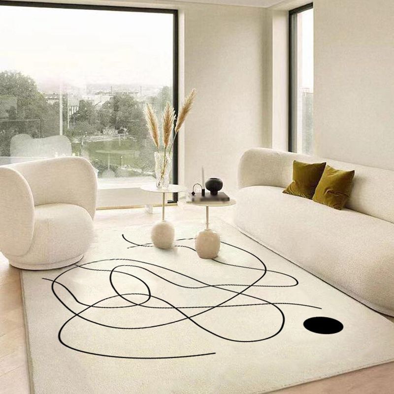 Beige Modern Rug Polyester Irregular Line Rug Stain Resistant Rug for Drawing Room