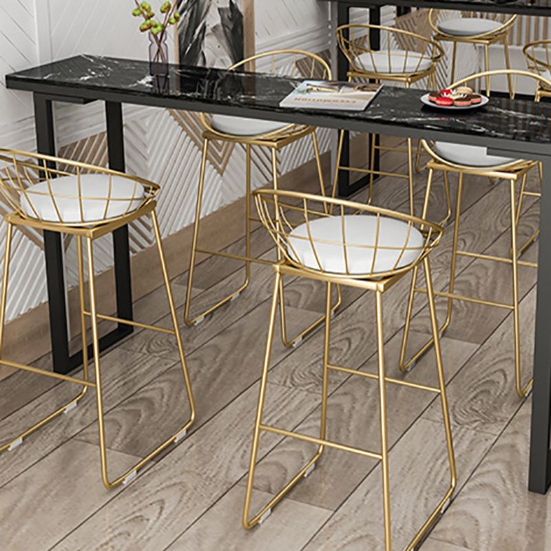 Faux Marble Top Table Modern Style Bistro Pub Table with Metal Base