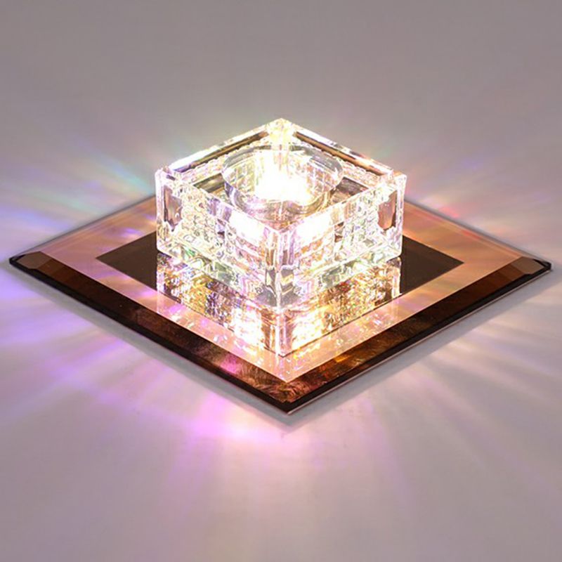 Luz de techo empotrada LED de forma cuadrada moderna, luz de techo empotrada de cristal para pasillo