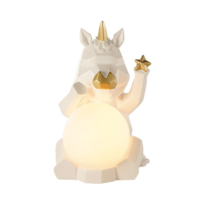 Lámpara de mesa de dormitorio LED de resina LED de alta noche de dibujos animados/conejo/unicornio