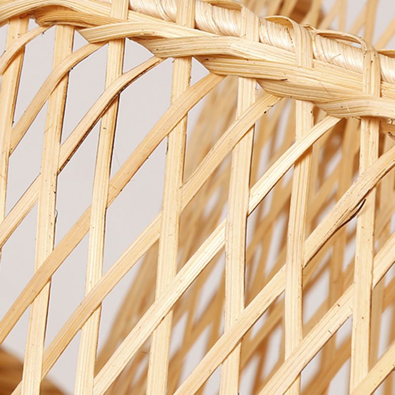 1-Light Rattan Japanese Pendant Light Beige Down Lighting for Dining Room