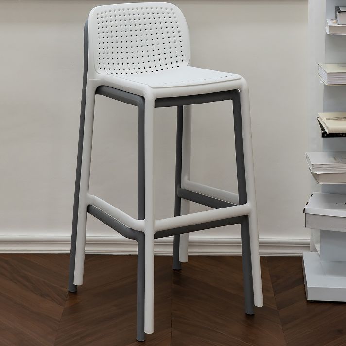 Contemporary Low Back Plastic Armless Bar Stool with Footrest