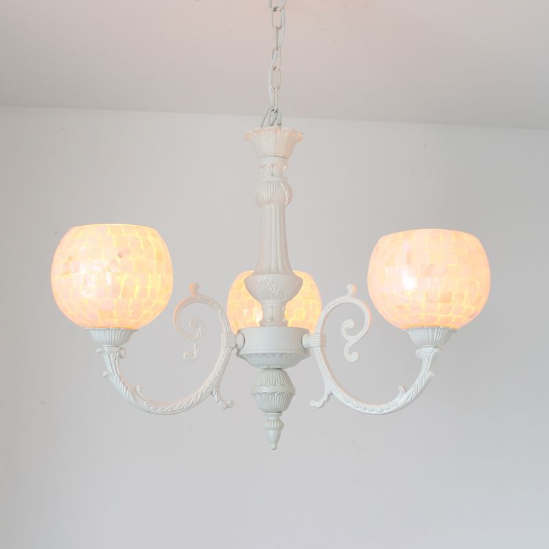 Shell White lampadario illuminazione Aiugio Curving braccio 3/5/8 luci in stile tiffany appeso la luce
