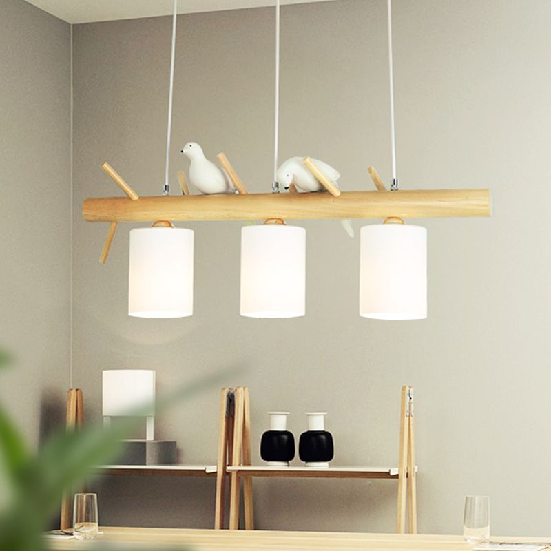 Modern Island Lighting Cylinder Glass Chandelier Light Fixture for Dining Room