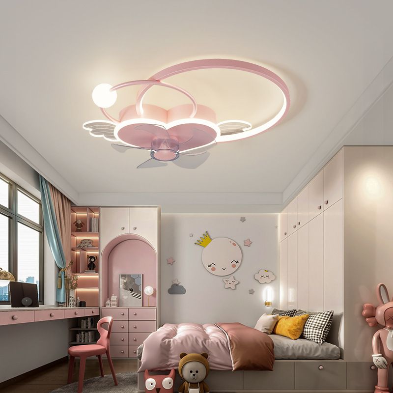Heart and Halo en forma de techo en forma de anillo Cartoon acrílico LED LED Semi Flush Light