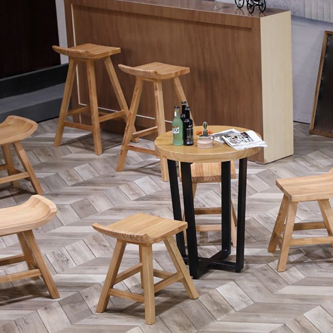 Restaurant Modern Simple Barstool Wood 4 Legs Bar Stool with Pedal