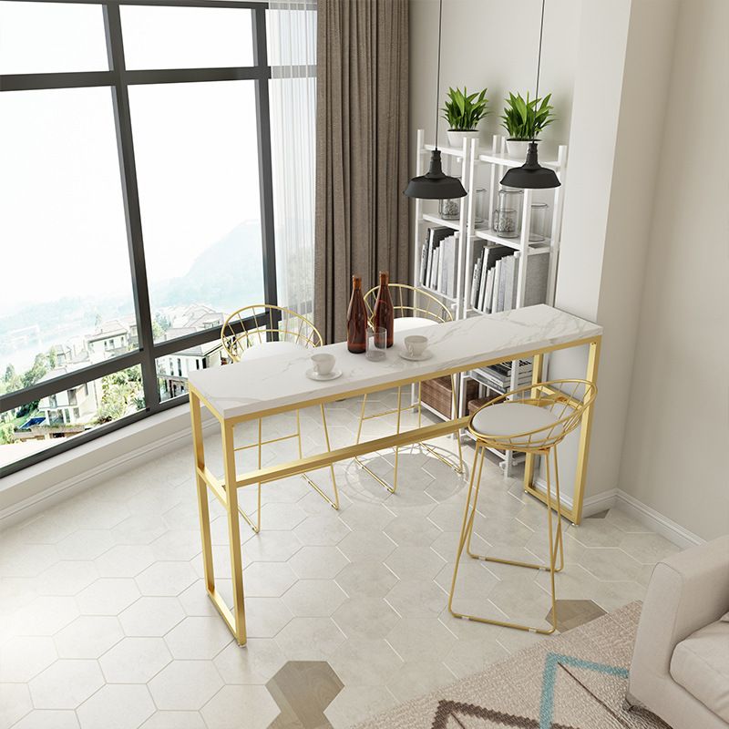 Glam Style Faux Marble Bar Counter Table Rectangle Bar Counter Table for Kitchen