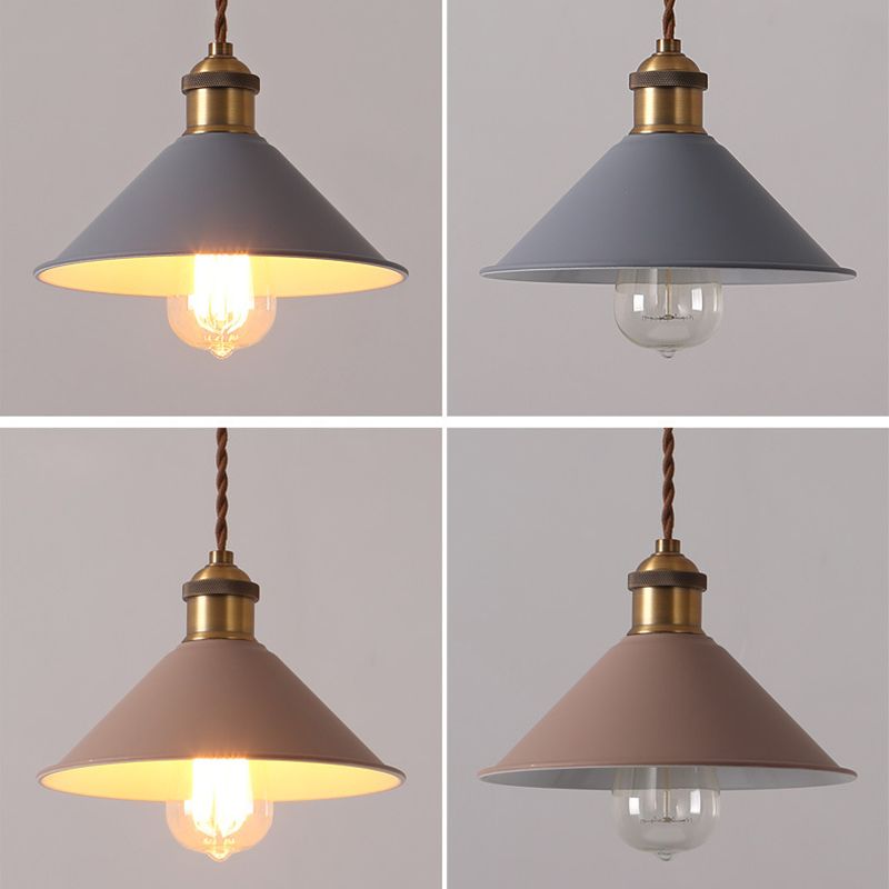Cone Pendant Light Fixture Macaron Iron Hanging Pendant Lights for Restaurant