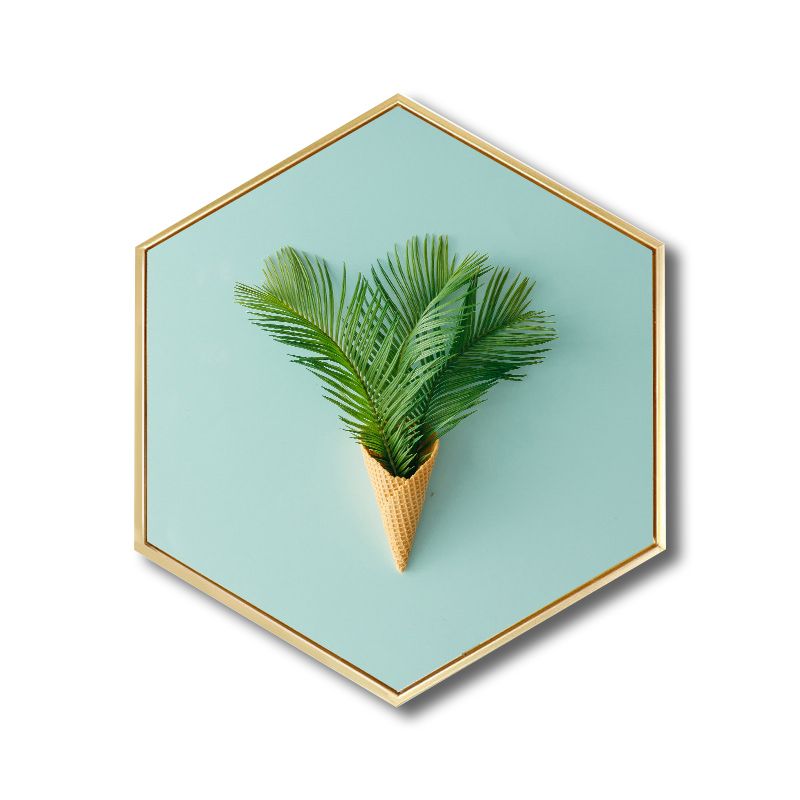 Green Botanical Canvas Print Scandinavian Textured Wall Art Decor for Living Room