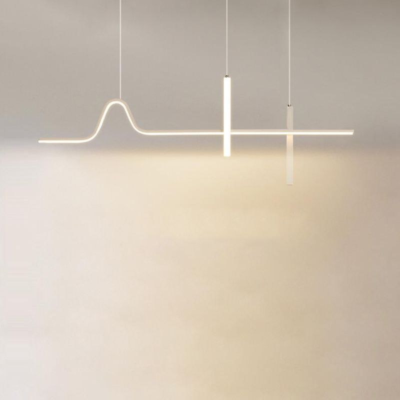 Modern White 3-Light Kitchen Island Lighting LED Ceiling Light for Bedroom