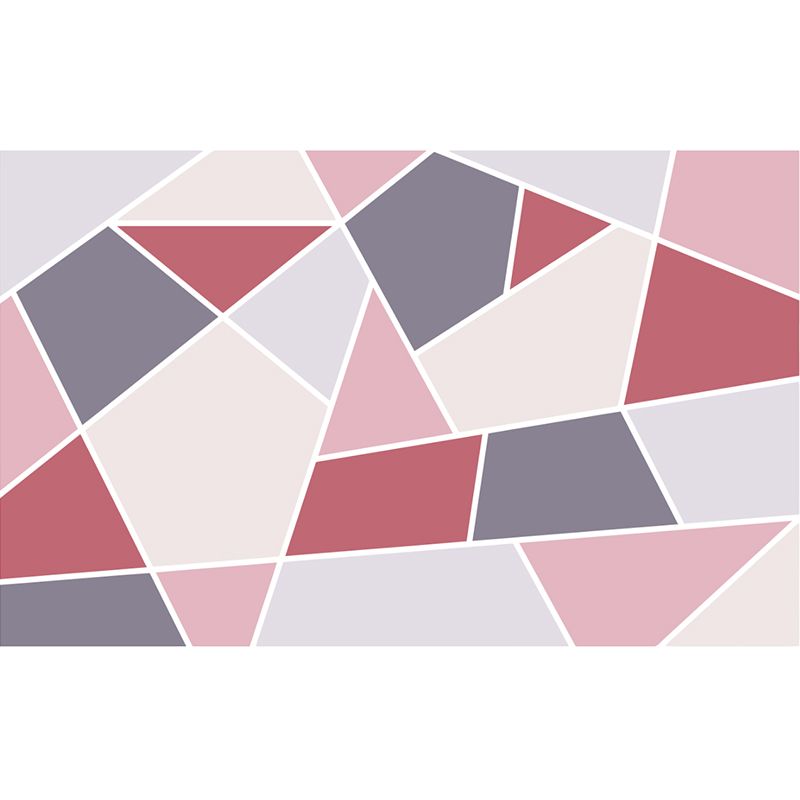 Full Size Geometry Wallpaper Mural Contemporary Tangram Wall Covering in Grey and Pink