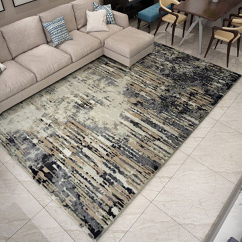 Nordic Geometric Pattern Rug Multi-Color Polypropylene Carpet Anti-Slip Washable Stain Resistant Rug for Great Room