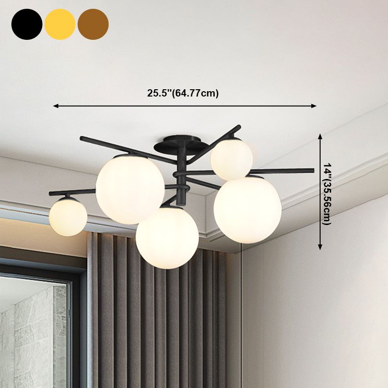 Plafonnier à bulles de verre, lampe semi-encastrée de style moderne pour chambre à coucher