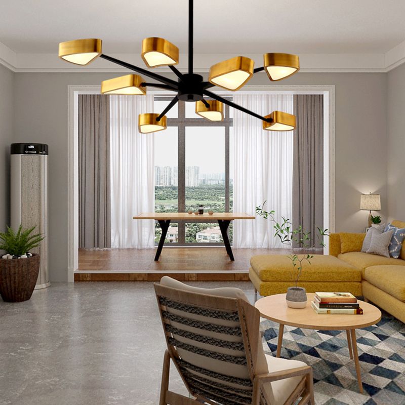 Postmodern Metal Wire Dessin Chandelier Lighttures Restaurage Black-Gold Hanging Chandelier