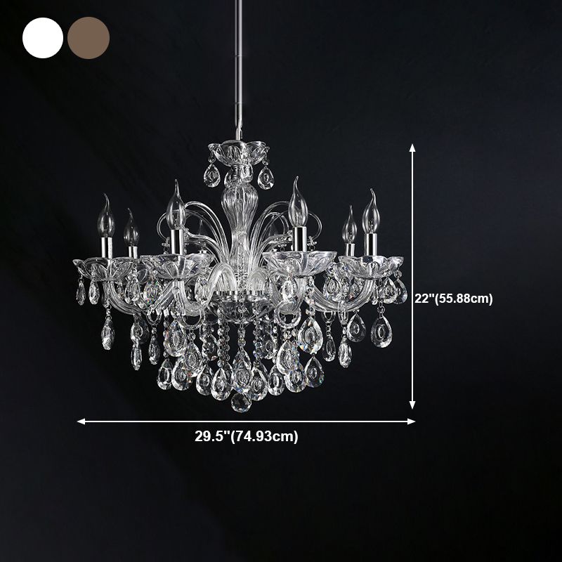 Nordic Style Chandelier Light 8 Lights Candle Shaped Pendant Light for Living Room