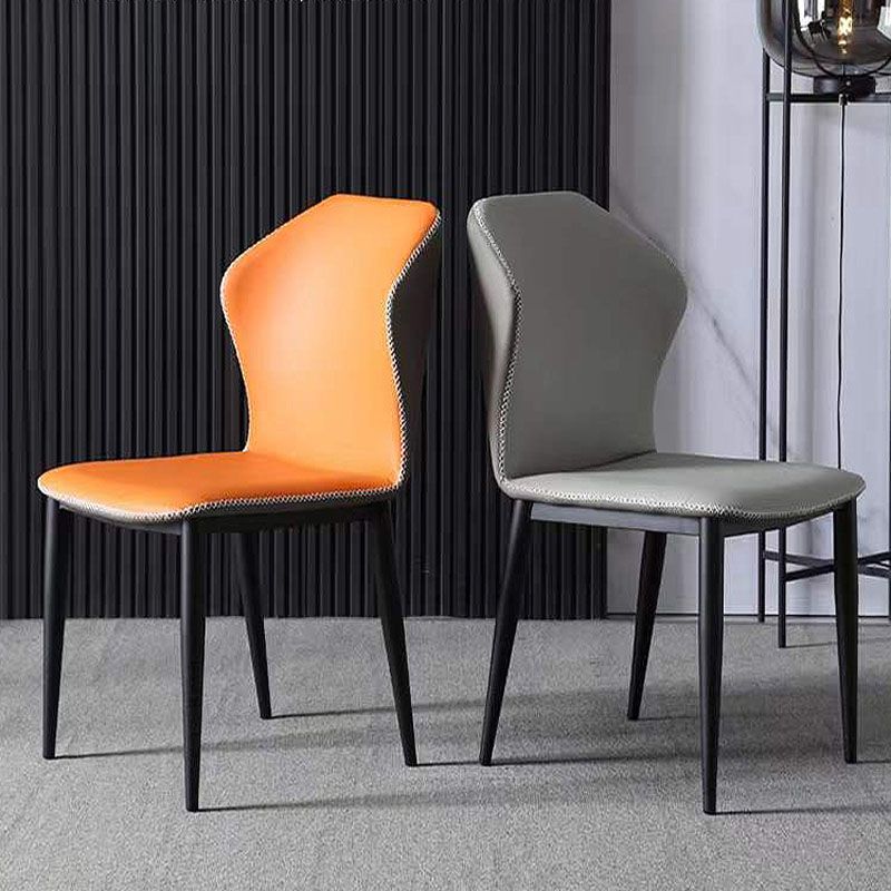 Industrial Faux Leather Dining Chairs Armless Wingback Parsons Chair