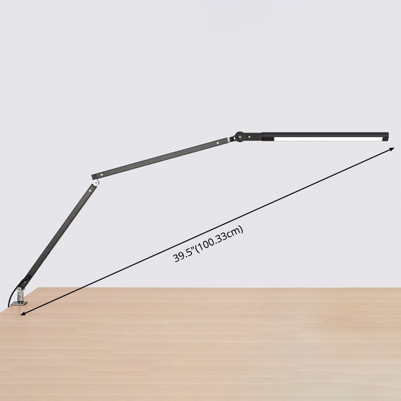 3-Arm Linear LED Task Light Minimalist Metal Office Desk Lamp with U Shaped Clamp