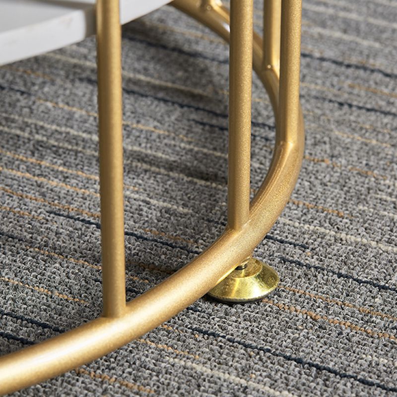 Glam Marble Coffee Cocktail Table Frame Oval Coffee Table for Living Room