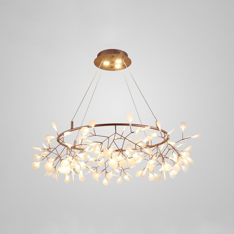 Metal Branch Shape Chandelier Postmodern Fireflies Hanging Lamp for Restaurant