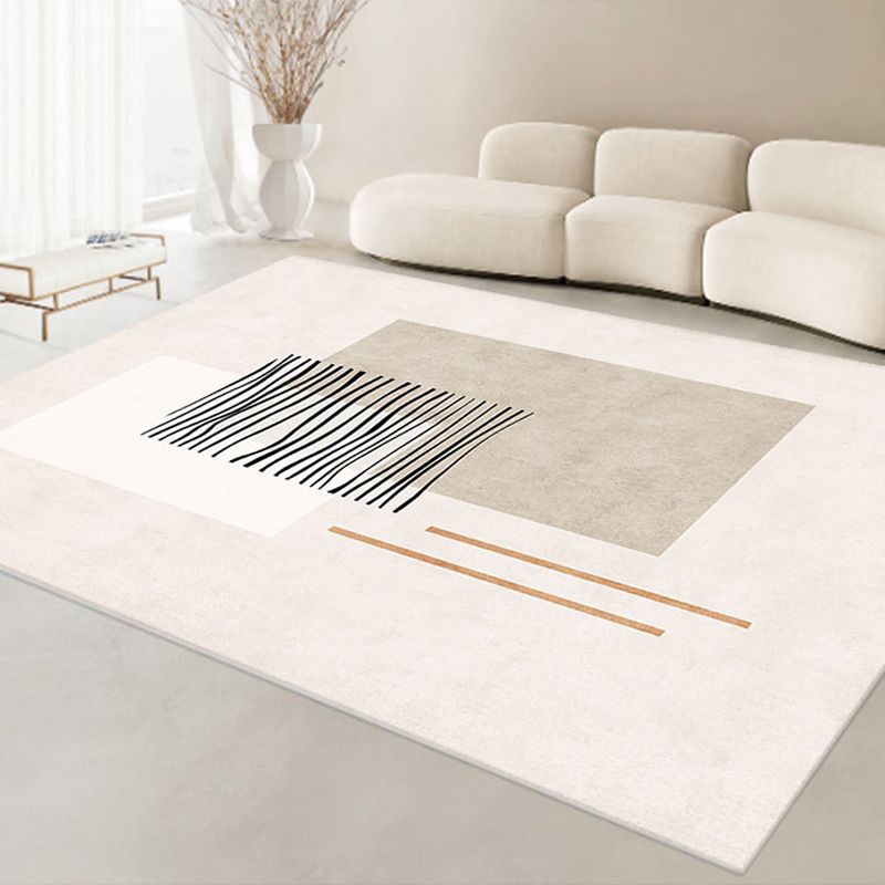 Brown Modern Rug Polyester Stripe Rug Non-Slip Backing Rug for Drawing Room