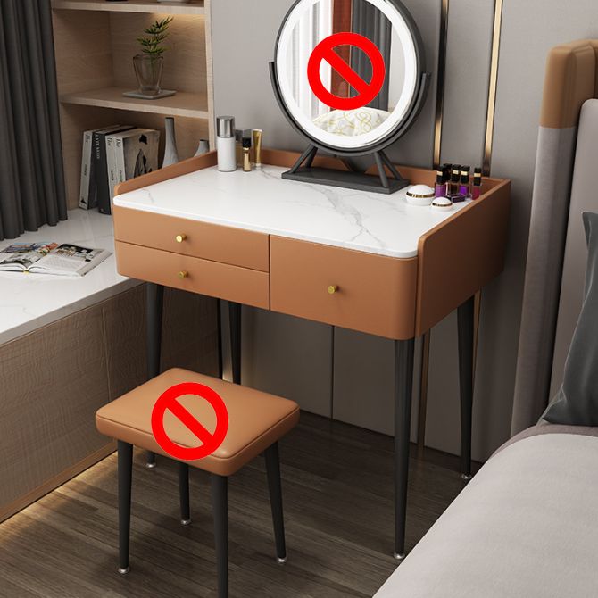 Contemporary Stone Dressing Table 31.1-In High Makeup Vanity Table with Stool