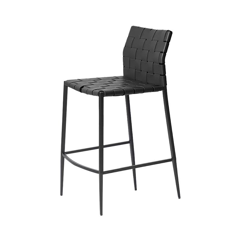 Modern Faux Leather Counter Stool Square Low Back Bar Stool for Indoor