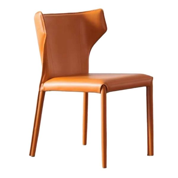 Contemporary Leather Dining Chair Wingback Side Chair in Matte Finish