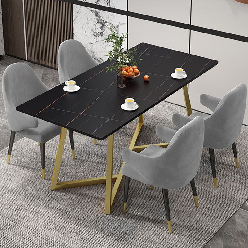 Glam Style 1/2/5 Pieces Dining Table Set Sintered Stone Table and Chair Set