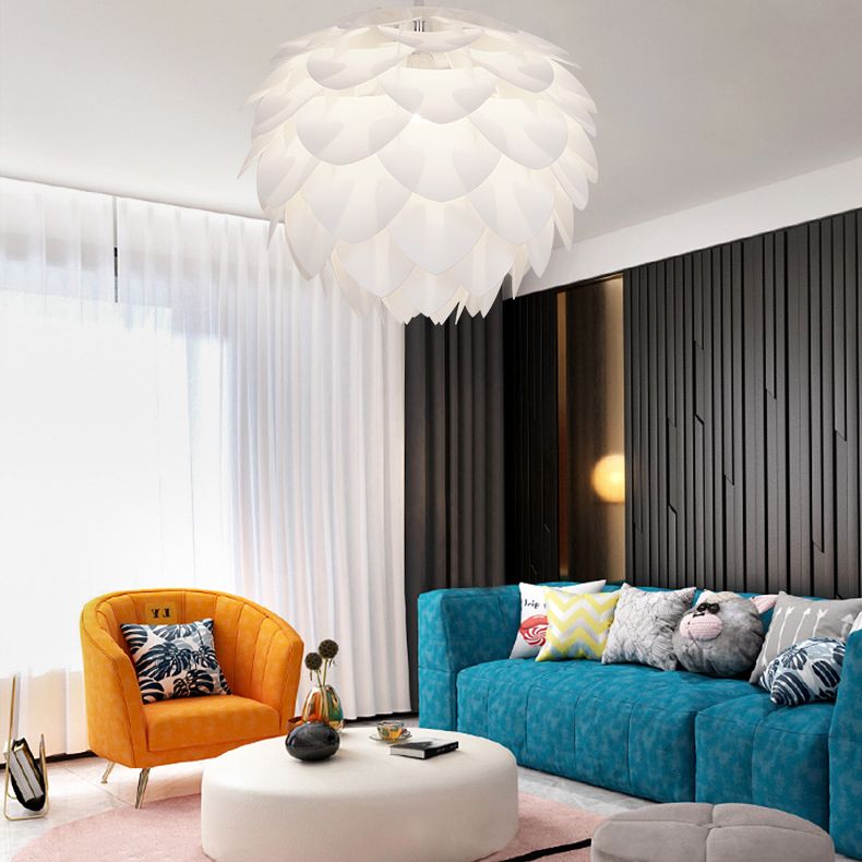 Pinecone Acrylic Pendant Lighting Simplicity Style White Hanging Ceiling Light for Living Room