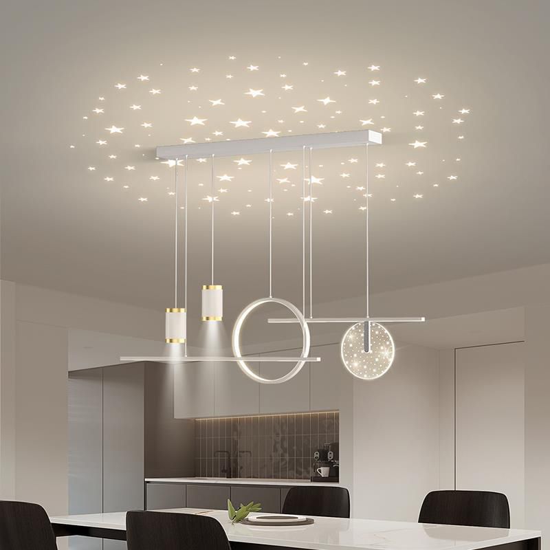 Geometric Shape Metal Island Pendants Modern Style 8 Lights Island Pendant Lights