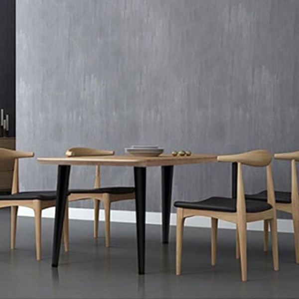 Natural-Brown Solid Wood Dining Table Rectangular Modern Furniture with 4 Legs