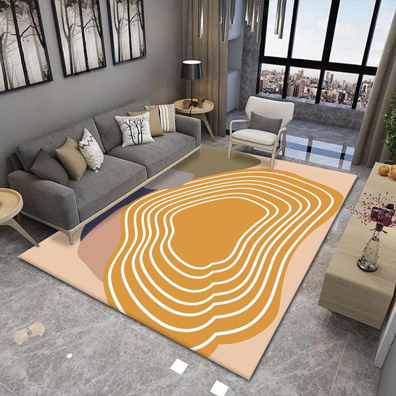 Orange Modern Rug Polyester Graphic Area Rug Washable Rug for Home Decor