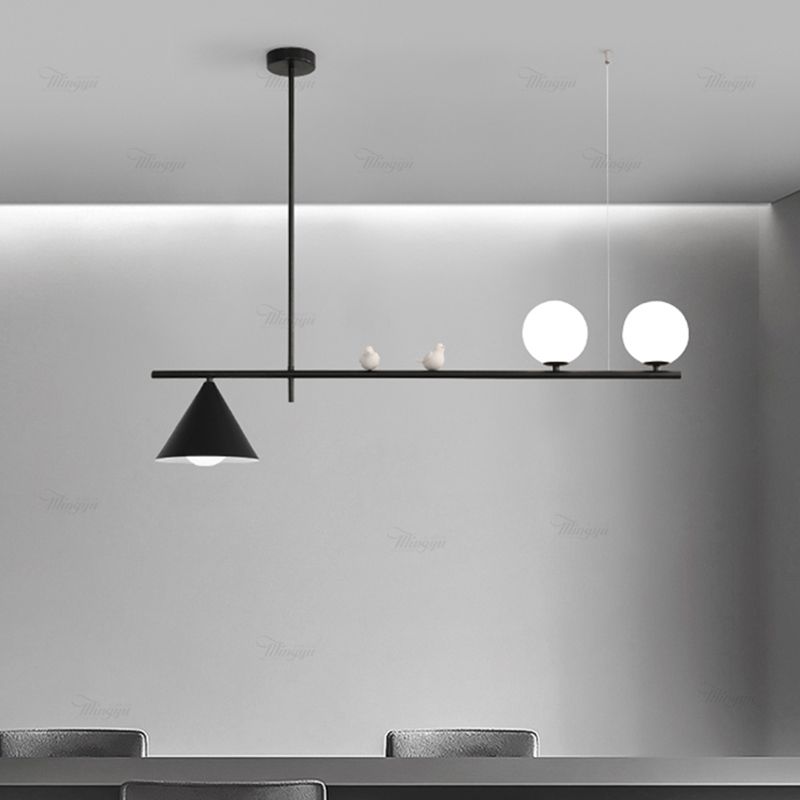 Luces colgantes de globo iluminación de isla de cocina de vidrio contemporánea