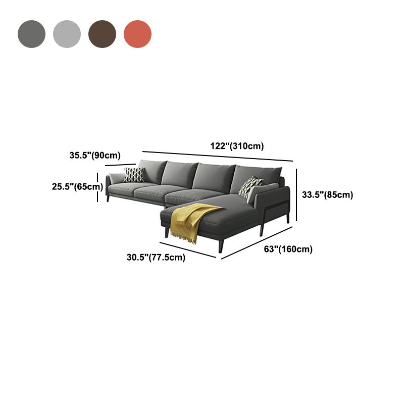 Modern Sectional with Linen Blend Pillow Back and Pillow Top Arms for 4 People