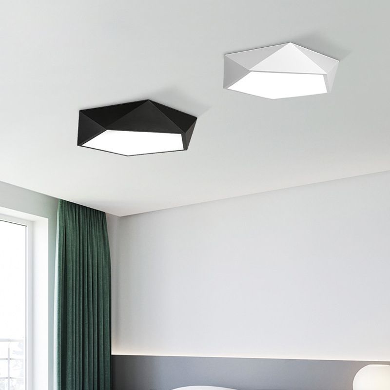 Lámpara de techo LED concisa y moderna, montaje empotrado geométrico de hierro lacado con pantalla acrílica