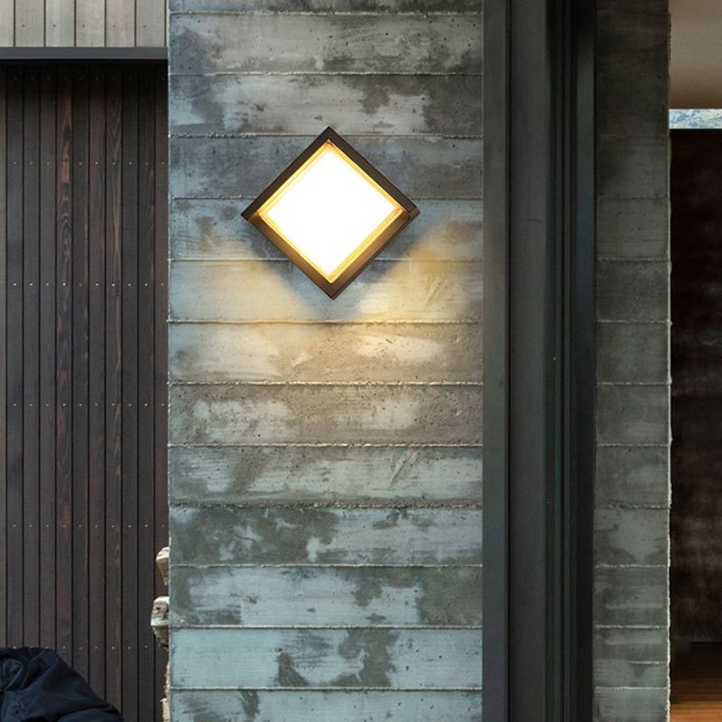 Modern Metal Wall Sconce Square Shape Wall Light with Plastic Shade for Living Room