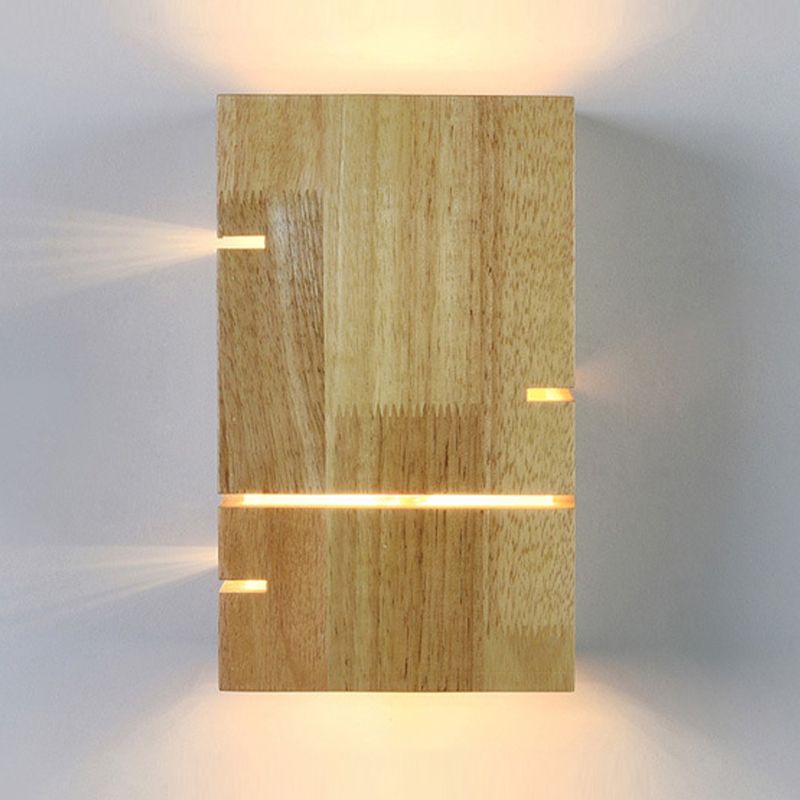 Modernism Beige Finish Single Wall Mounted Sconce LED Wall Light with Wood